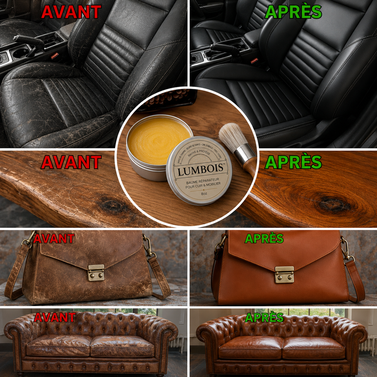 LUMBOIS™ — Baume Réparateur Bois & Cuir