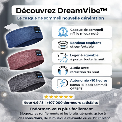 DreamVibe™ – Casque de Sommeil Audio Ultra Confort
