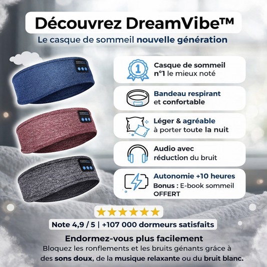 DreamVibe™ – Casque de Sommeil Audio Ultra Confort