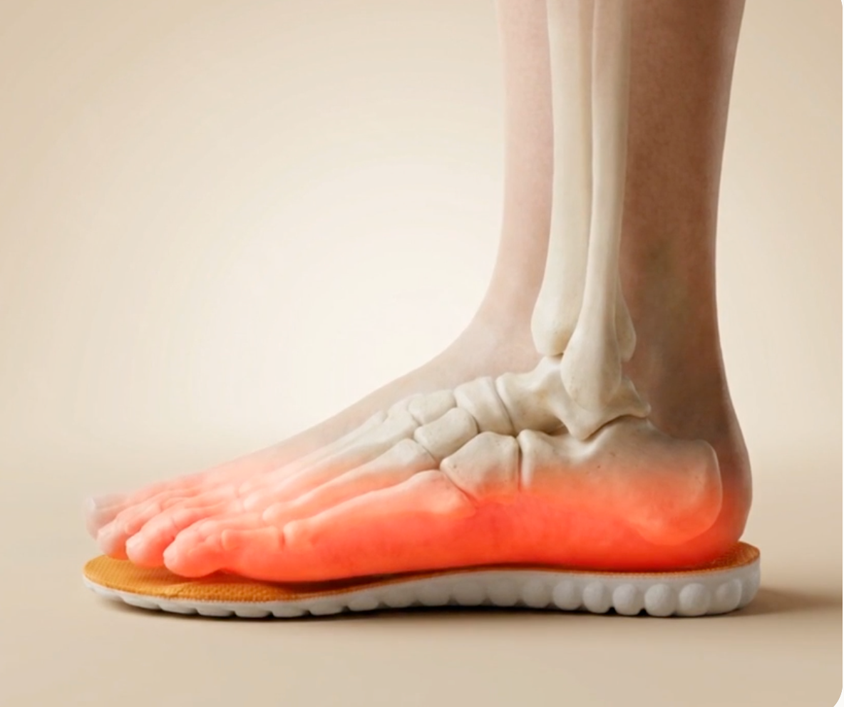 Pied posé sur une semelle OrthoConfort